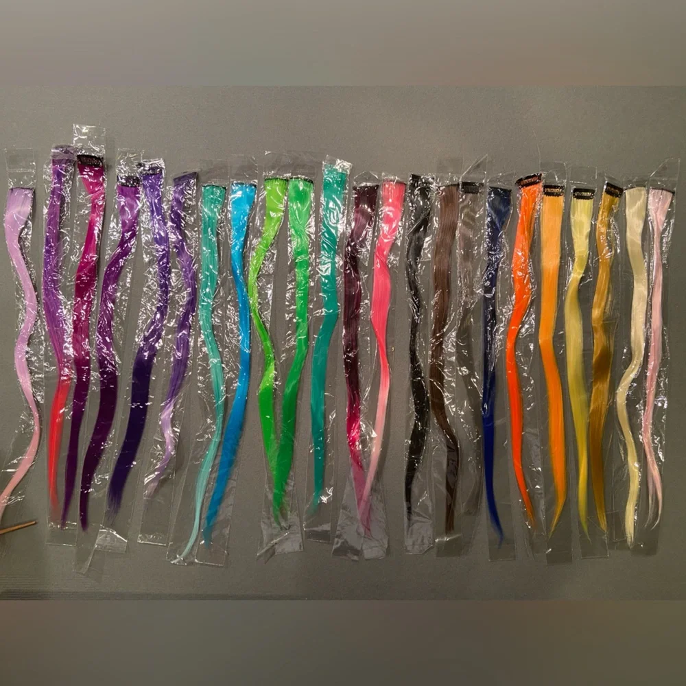 23 Hair Extensions Clip In Colorful 21” long New Never Used‎